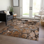 Tapis Chantille floral moderne lavable en machine pour intérieur/extérieur