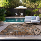 Tapis Chantille floral moderne lavable en machine pour intérieur/extérieur