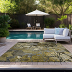 Tapis Chantille floral moderne lavable en machine pour intérieur/extérieur