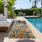 Tapis Chantille floral moderne lavable en machine pour intérieur/extérieur