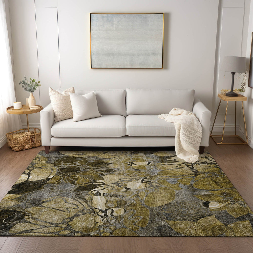 Tapis Chantille floral moderne lavable en machine pour intérieur/extérieur