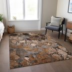 Tapis Chantille floral moderne lavable en machine pour intérieur/extérieur