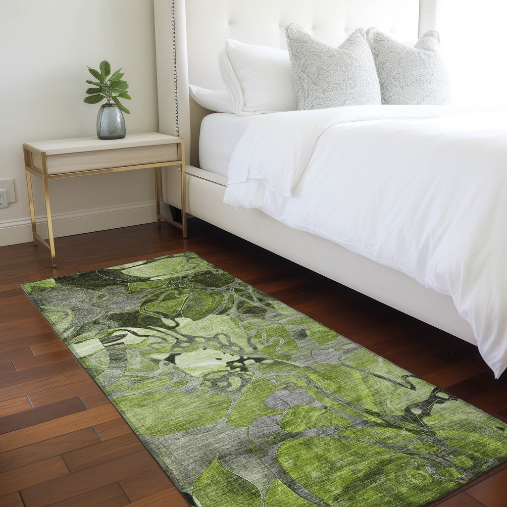 Tapis Chantille floral moderne lavable en machine pour intérieur/extérieur