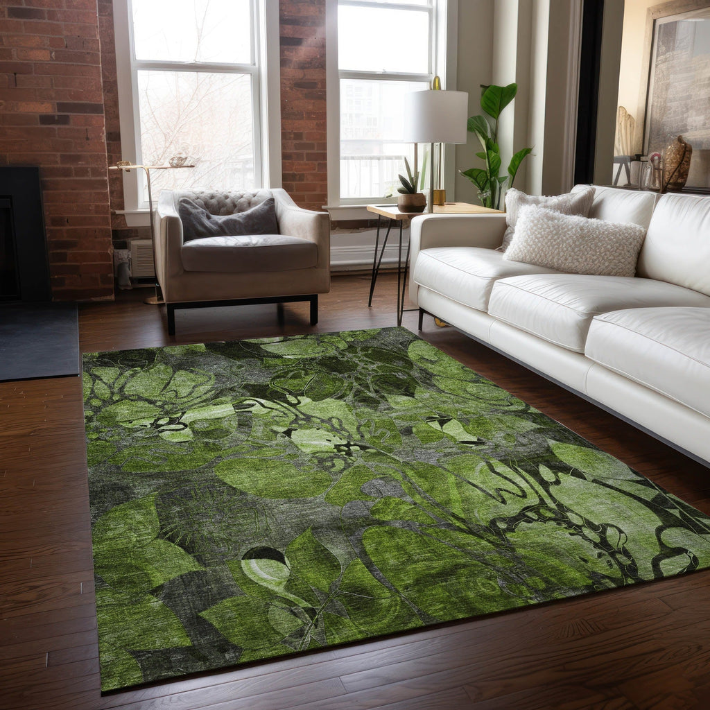 Tapis Chantille floral moderne lavable en machine pour intérieur/extérieur