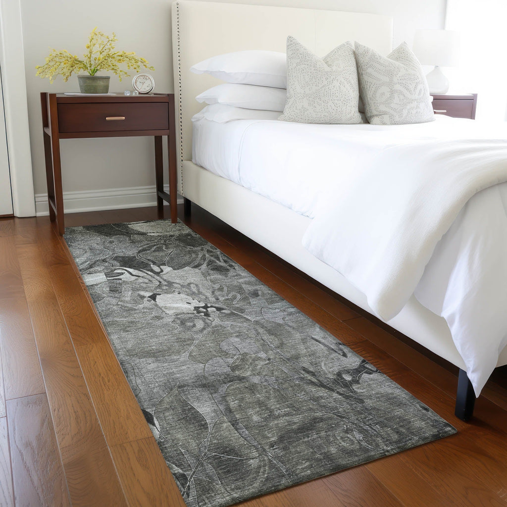 Tapis Chantille floral moderne lavable en machine pour intérieur/extérieur