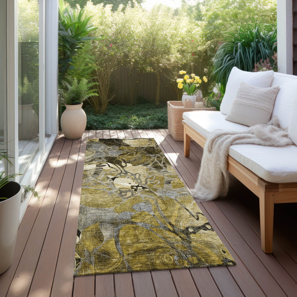 Tapis Chantille floral moderne lavable en machine pour intérieur/extérieur