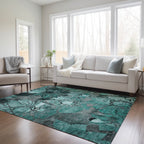 Tapis Chantille floral moderne lavable en machine pour intérieur/extérieur