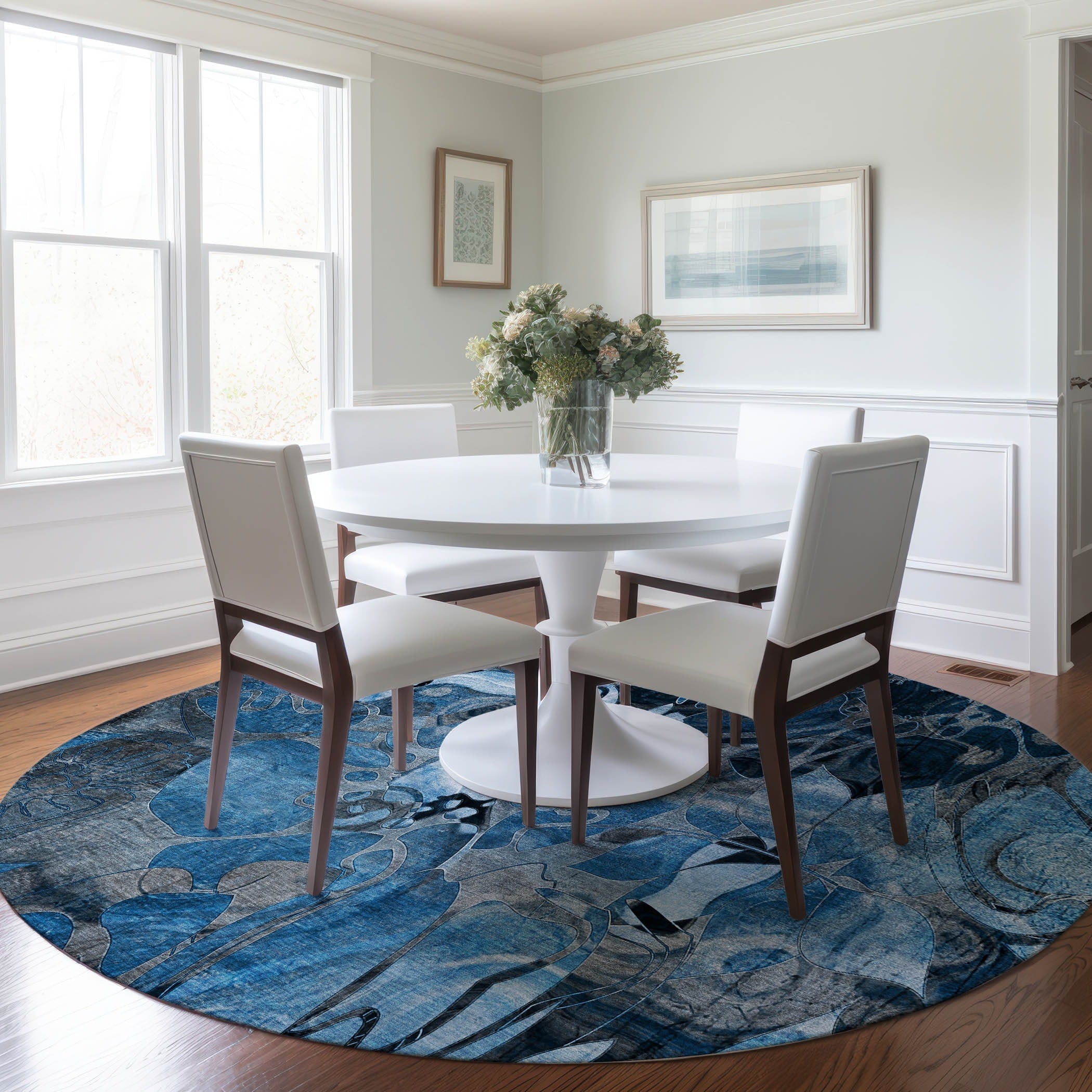 Tapis Chantille floral moderne lavable en machine pour intérieur/extérieur