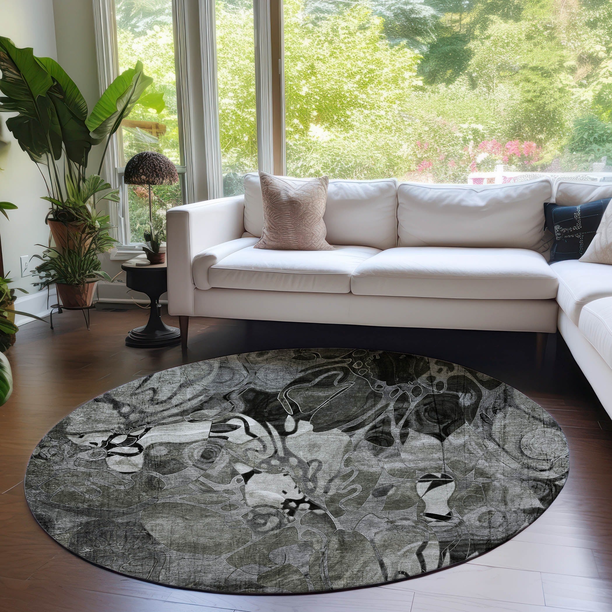 Tapis Chantille floral moderne lavable en machine pour intérieur/extérieur