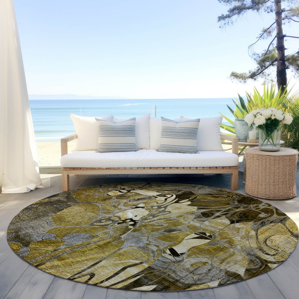 Tapis Chantille floral moderne lavable en machine pour intérieur/extérieur