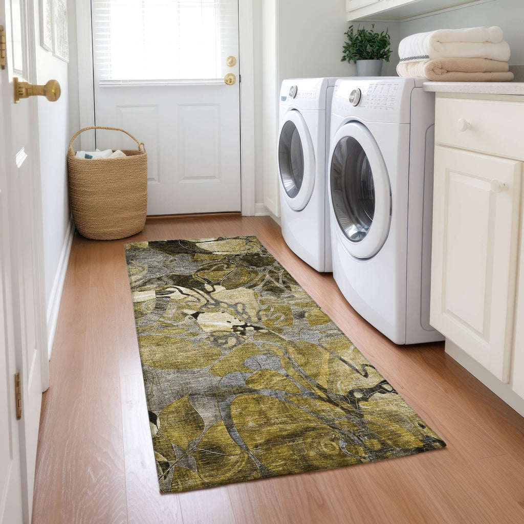 Tapis Chantille floral moderne lavable en machine pour intérieur/extérieur