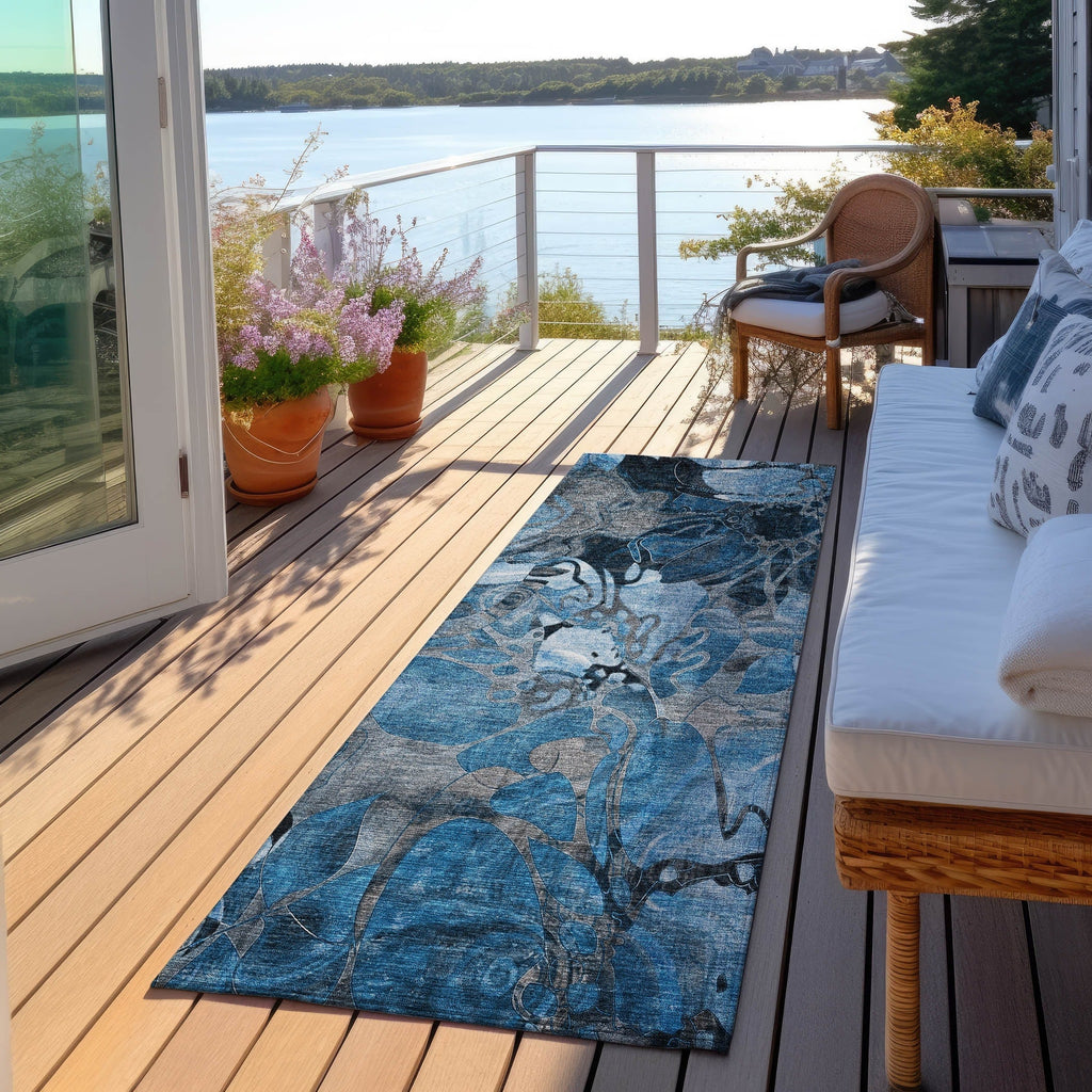 Tapis Chantille floral moderne lavable en machine pour intérieur/extérieur