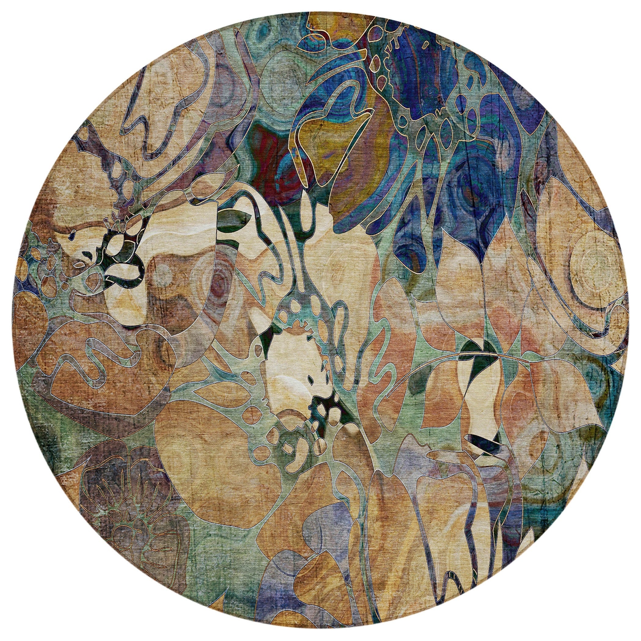 Tapis Chantille floral moderne lavable en machine pour intérieur/extérieur