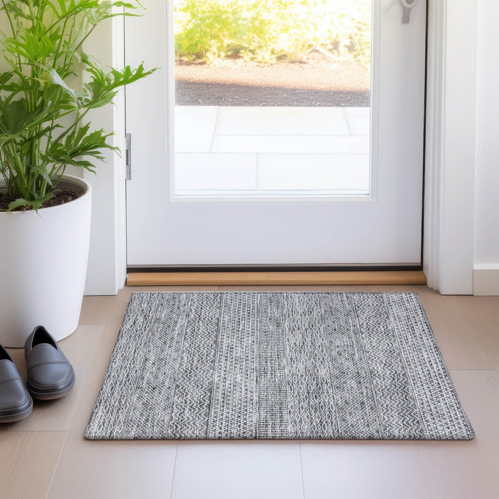 Tapis Chantille moderne à rayures, lavable en machine, pour intérieur et extérieur
