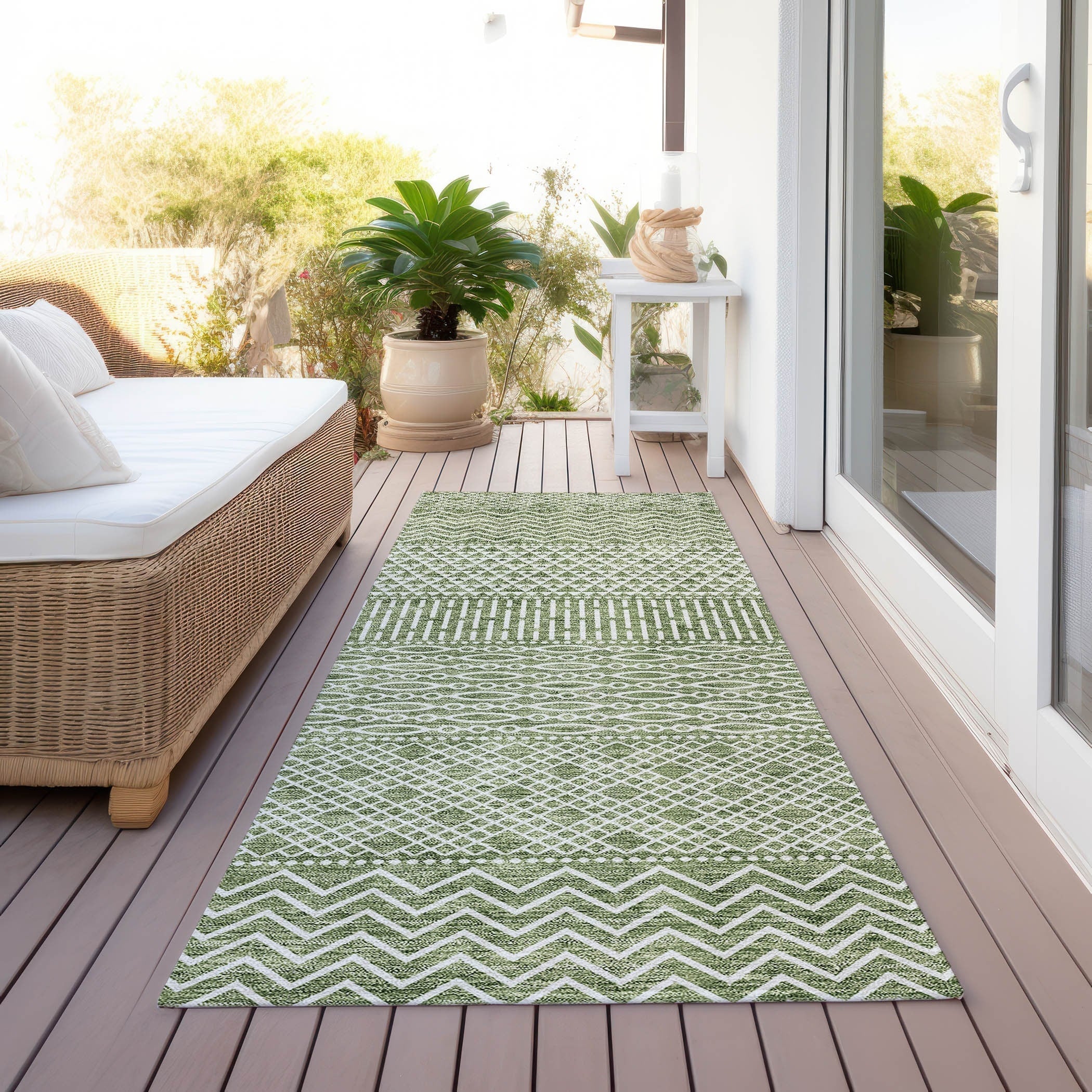 Tapis Chantille moderne à rayures, lavable en machine, pour intérieur et extérieur