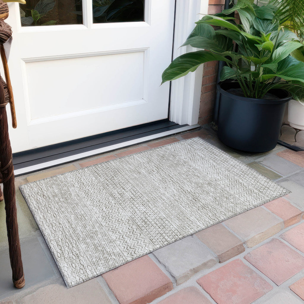 Tapis Chantille moderne à rayures, lavable en machine, pour intérieur et extérieur