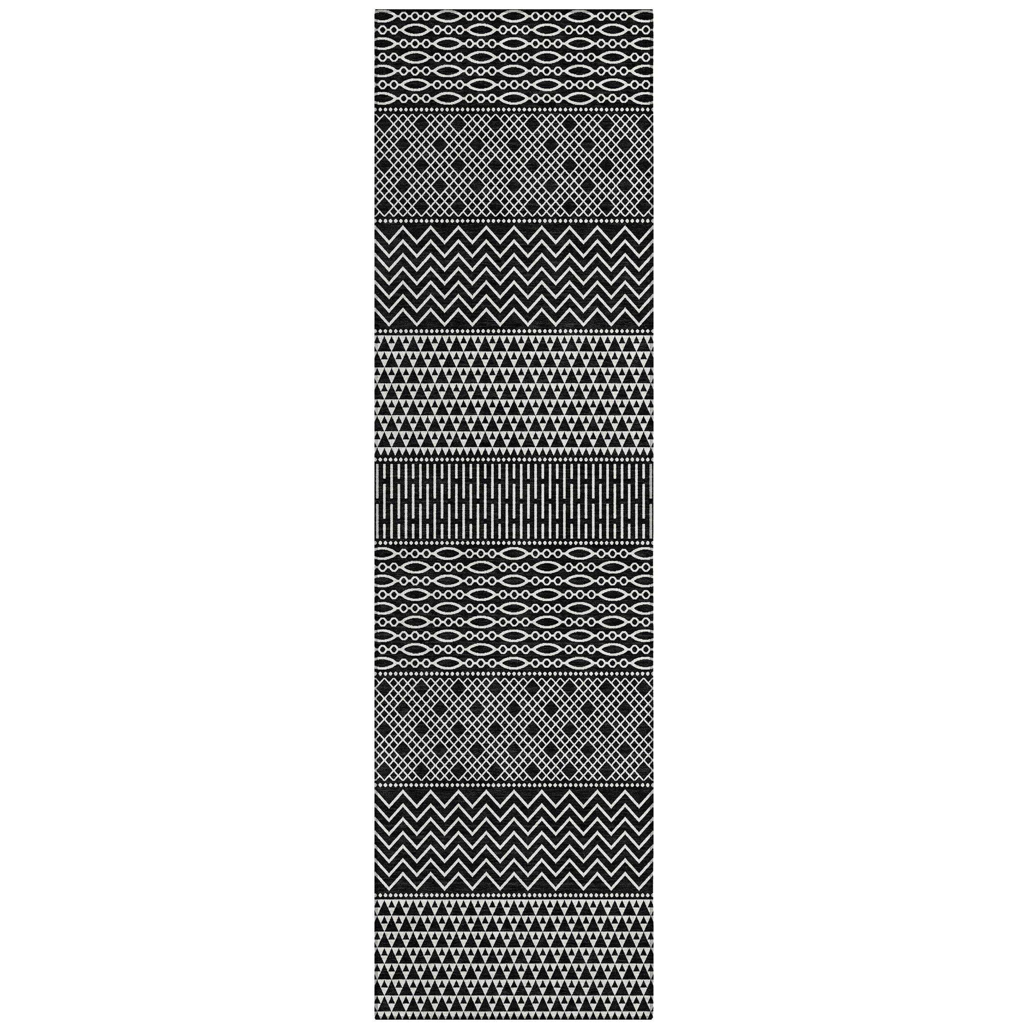 Tapis Chantille moderne à rayures, lavable en machine, pour intérieur et extérieur