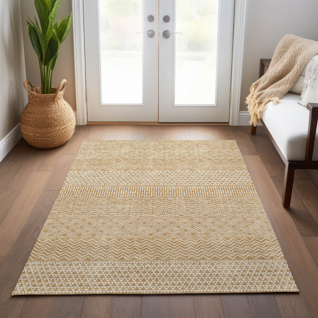 Tapis Chantille moderne à rayures, lavable en machine, pour intérieur et extérieur