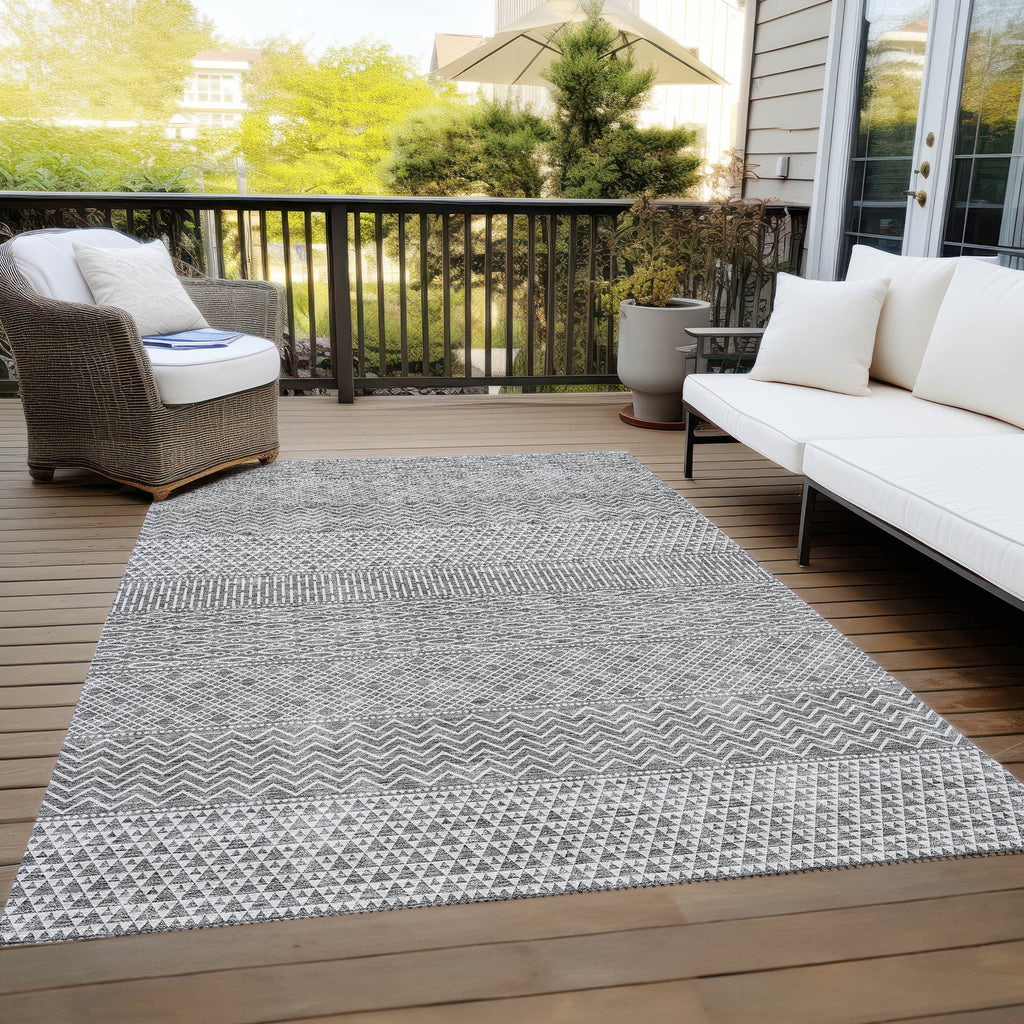 Tapis Chantille moderne à rayures, lavable en machine, pour intérieur et extérieur
