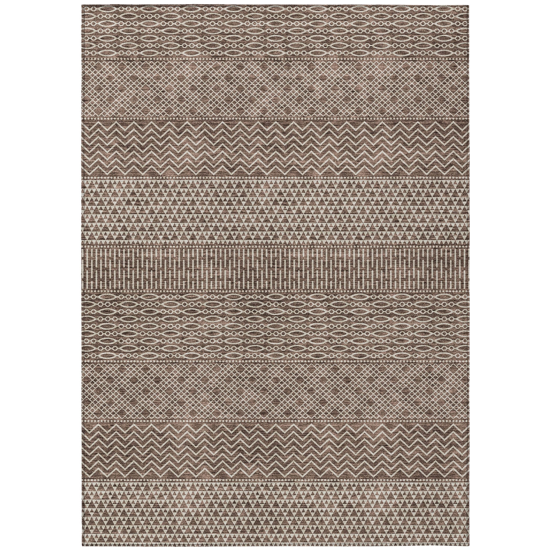 Tapis Chantille moderne à rayures, lavable en machine, pour intérieur et extérieur