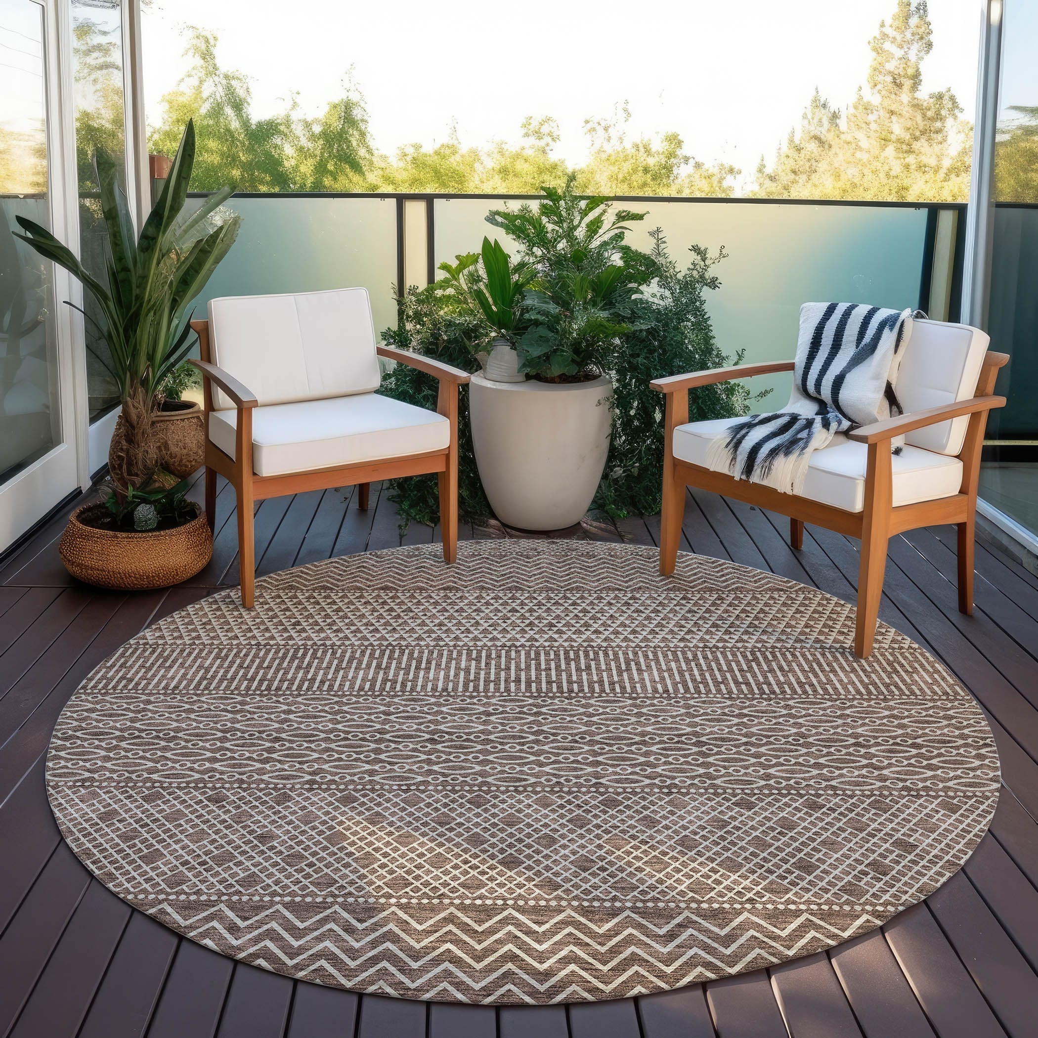 Tapis Chantille moderne à rayures, lavable en machine, pour intérieur et extérieur