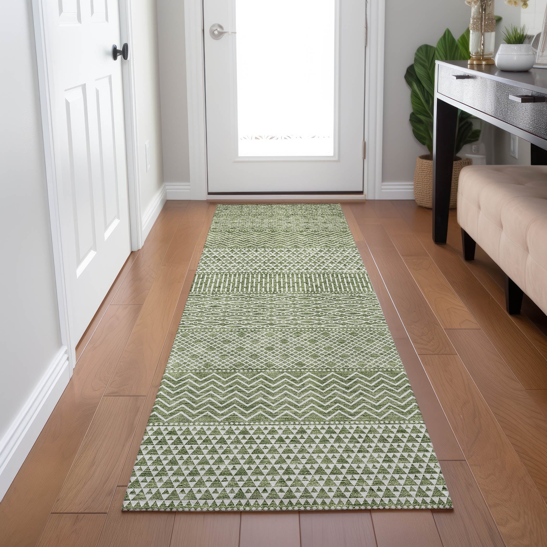 Tapis Chantille moderne à rayures, lavable en machine, pour intérieur et extérieur