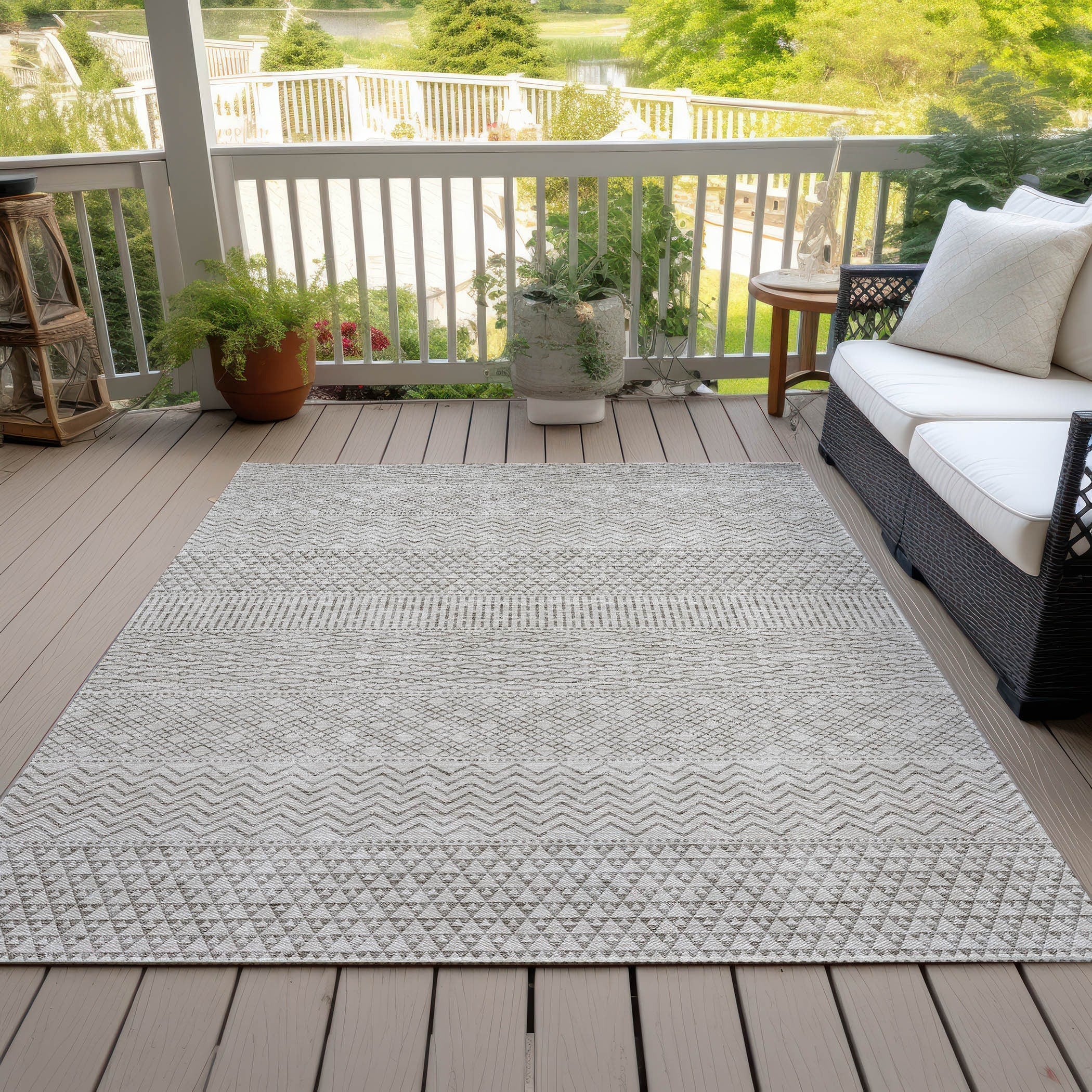 Tapis Chantille moderne à rayures, lavable en machine, pour intérieur et extérieur
