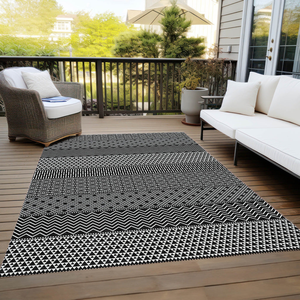 Tapis Chantille moderne à rayures, lavable en machine, pour intérieur et extérieur