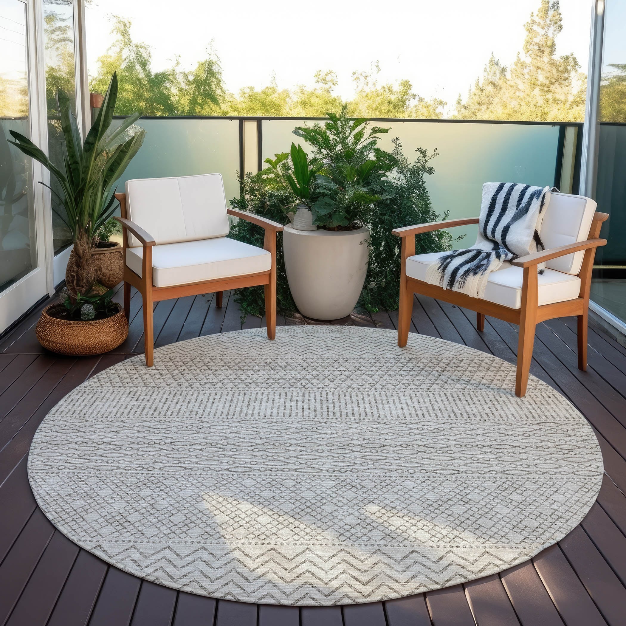 Tapis Chantille moderne à rayures, lavable en machine, pour intérieur et extérieur