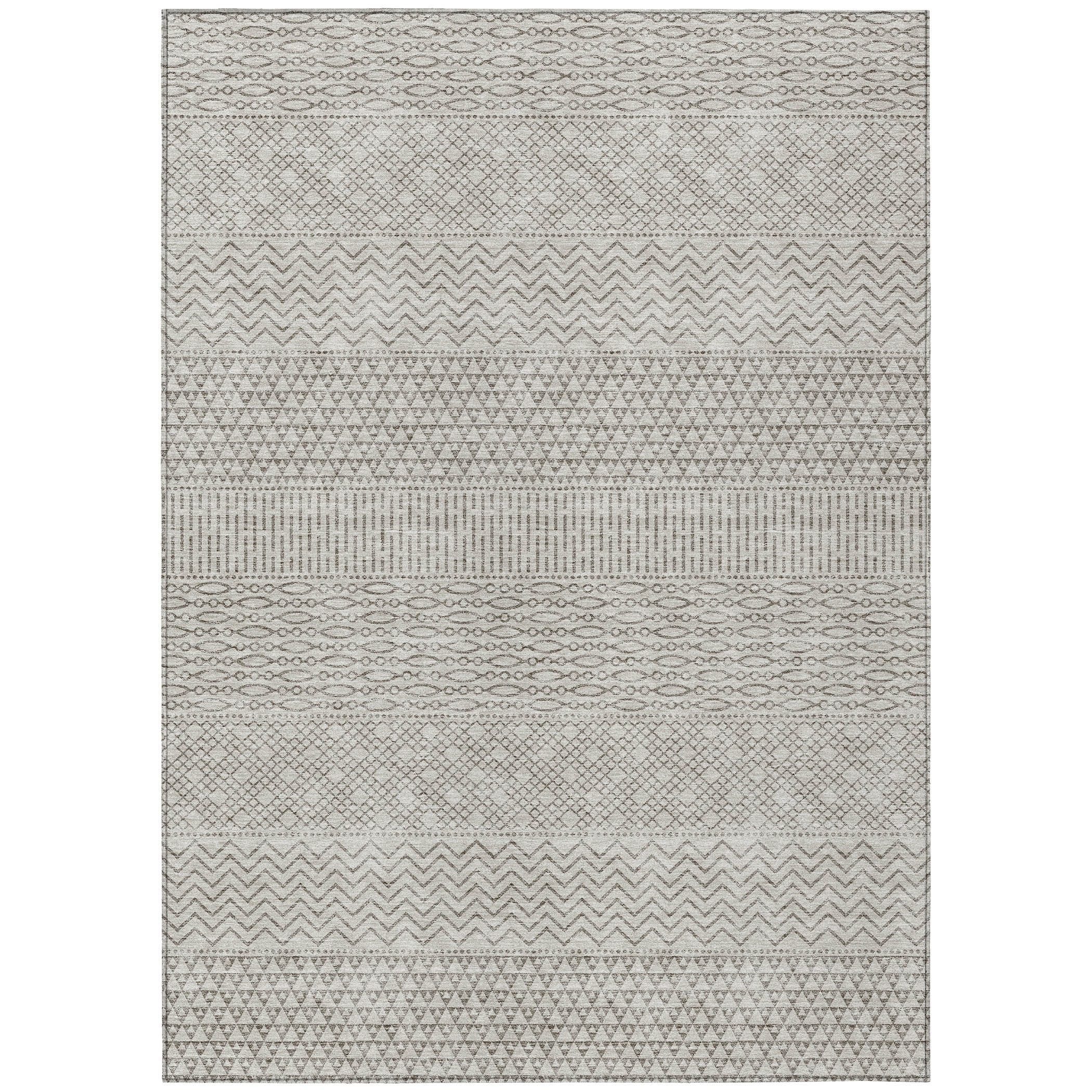 Tapis Chantille moderne à rayures, lavable en machine, pour intérieur et extérieur