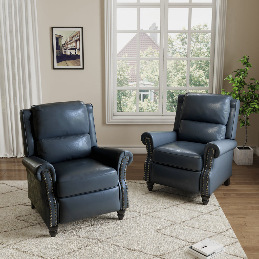 Ensemble de 2 fauteuils inclinables manuels avec garniture cloutée