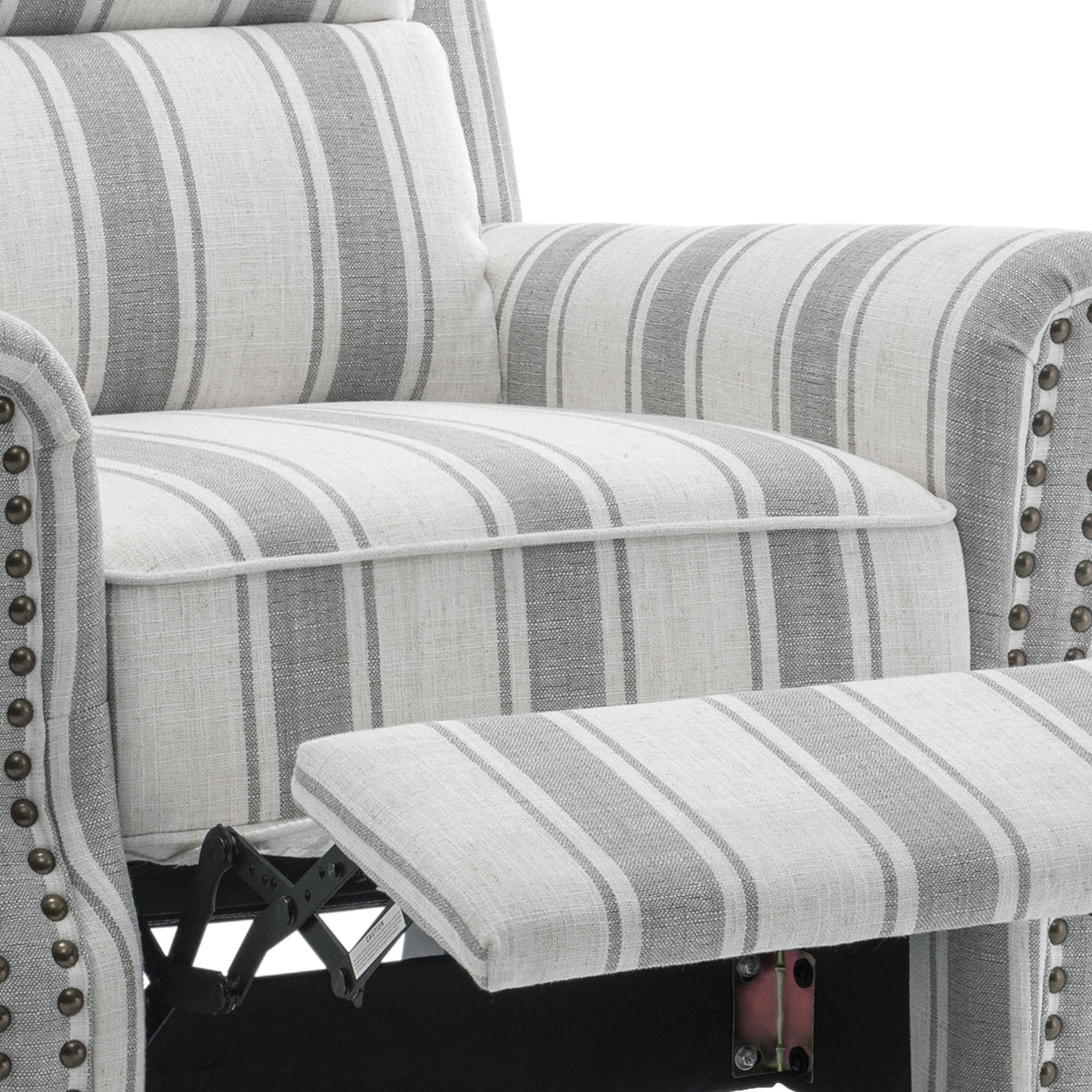 Ensemble de 2 fauteuils inclinables manuels avec garniture cloutée