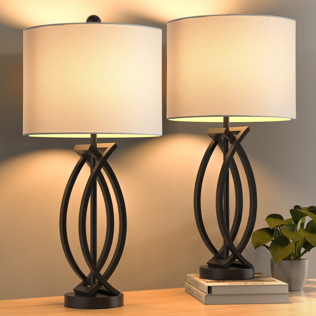 Ensemble de lampes de table en métal noir de 26 pieds