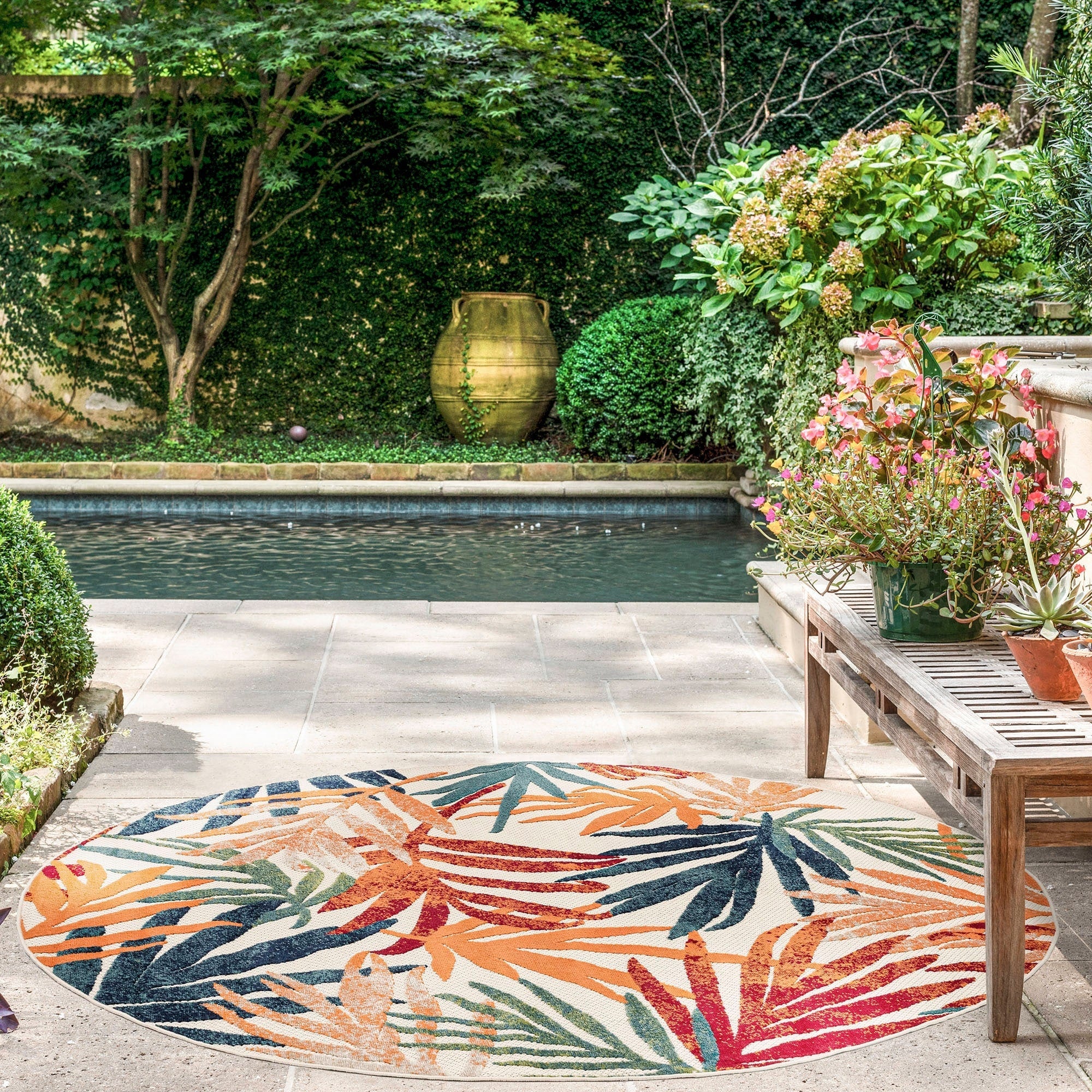 Tapis d'intérieur/extérieur à motif floral côtier Origin.