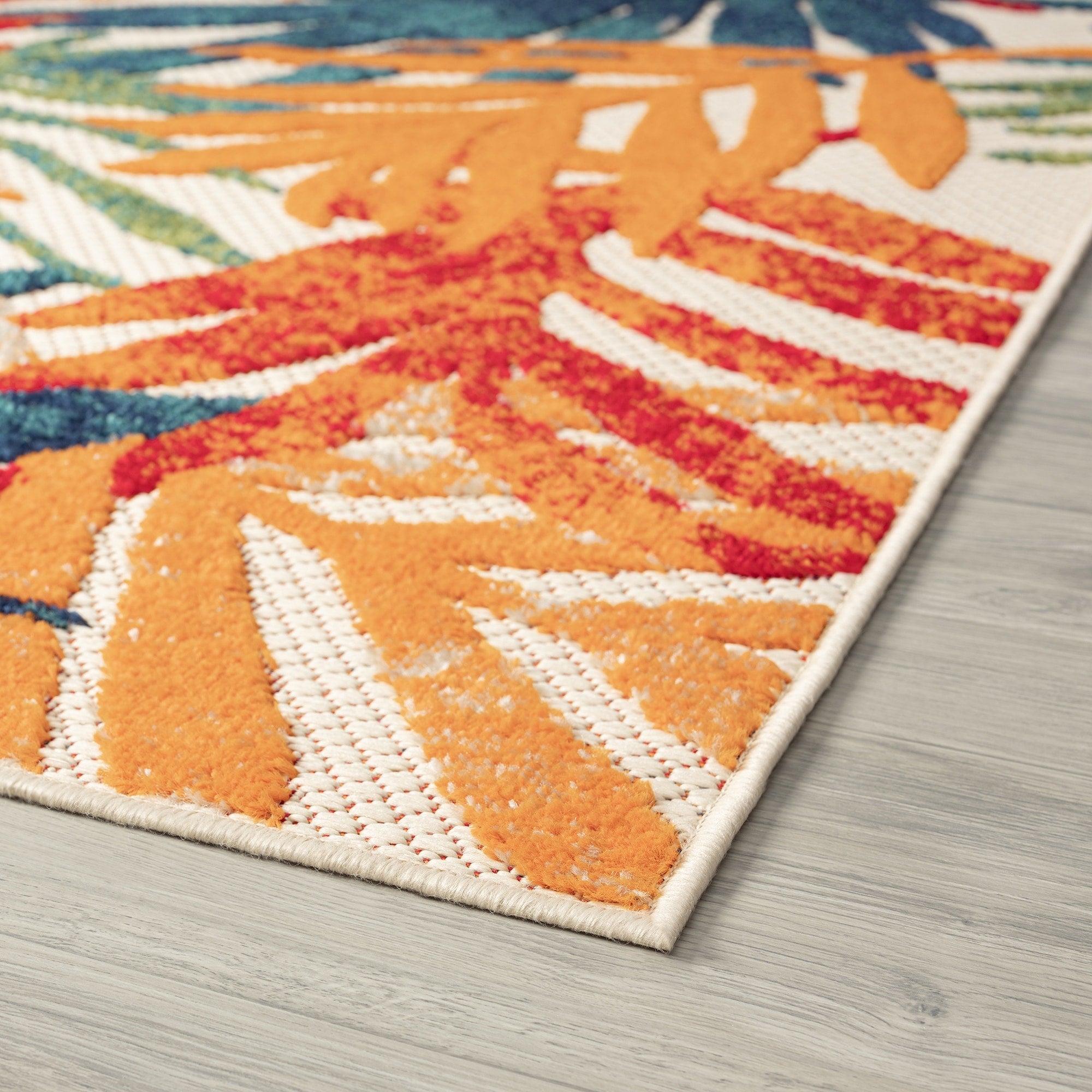 Tapis d'intérieur/extérieur à motif floral côtier Origin.