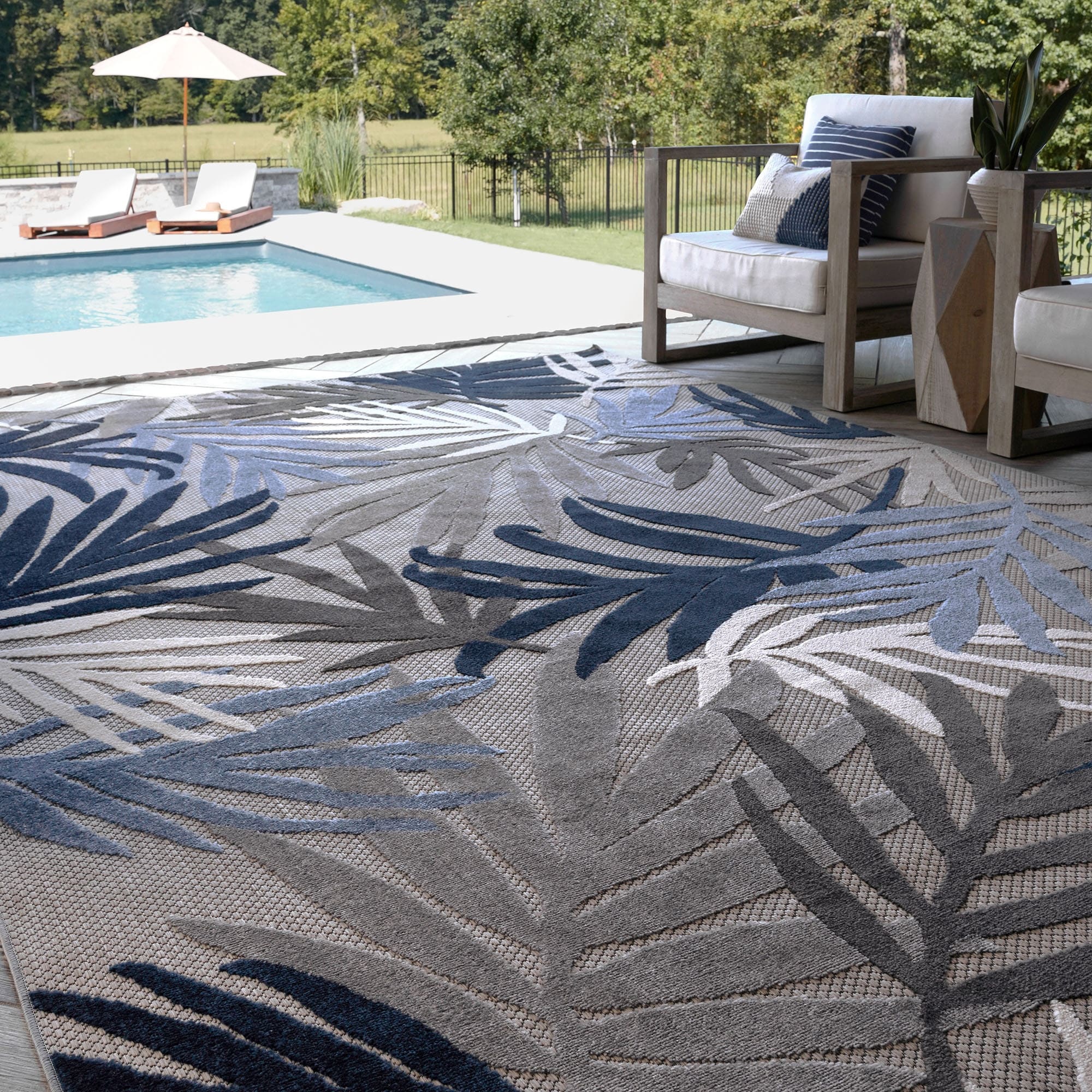 Tapis d'intérieur/extérieur à motif floral côtier Origin.