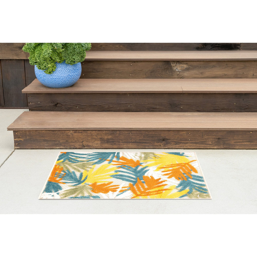 Tapis d'intérieur/extérieur à motif floral côtier Origin.