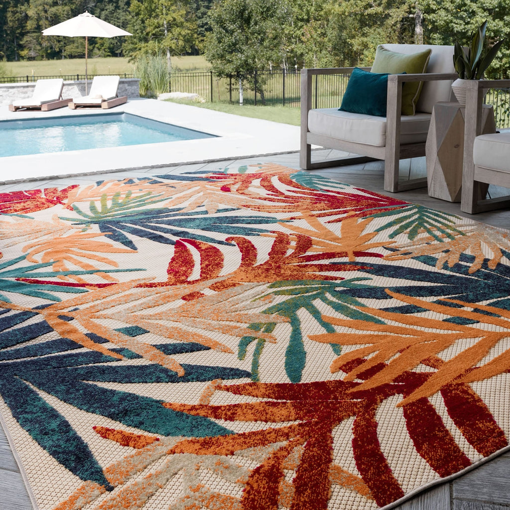 Tapis d'intérieur/extérieur à motif floral côtier Origin.
