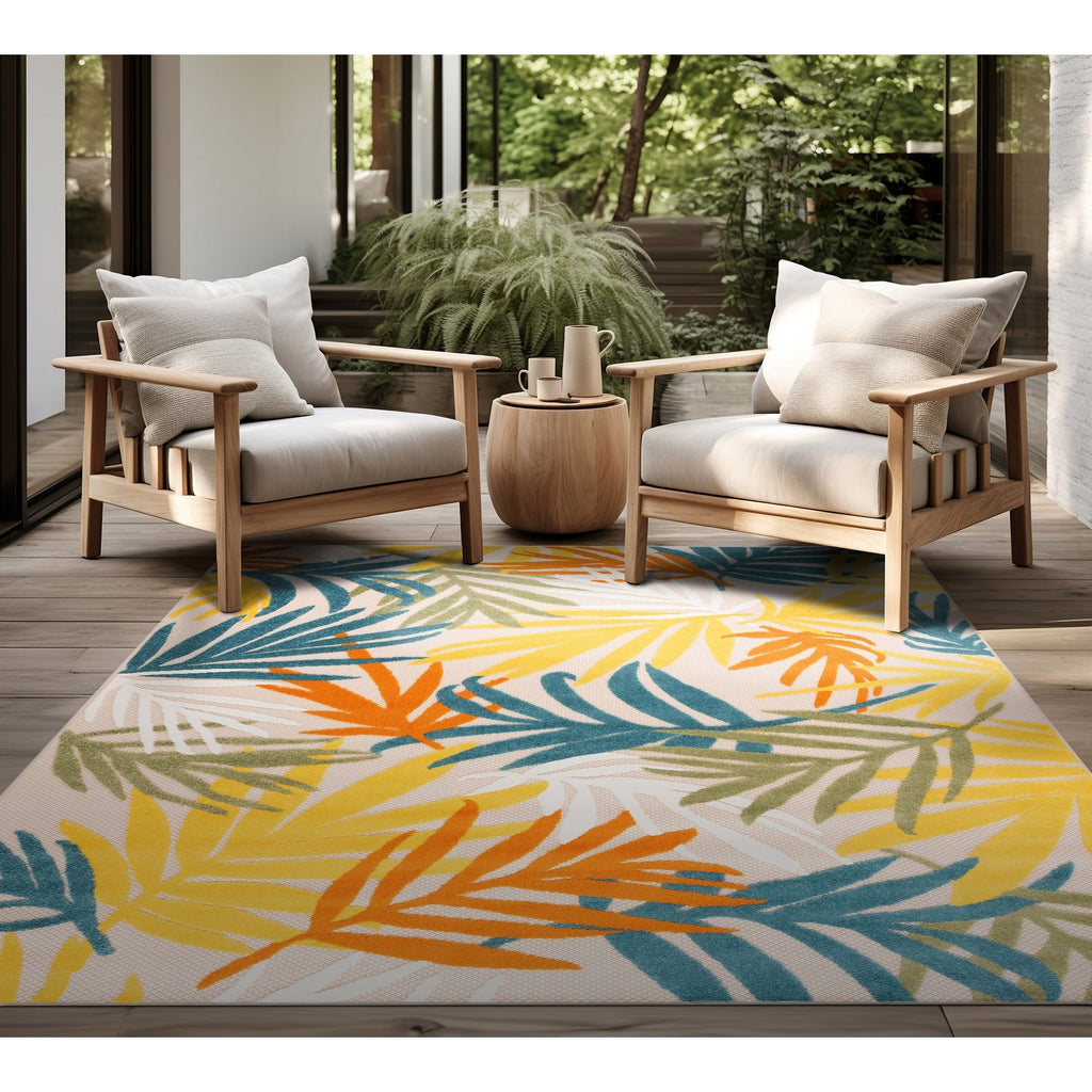 Tapis d'intérieur/extérieur à motif floral côtier Origin.