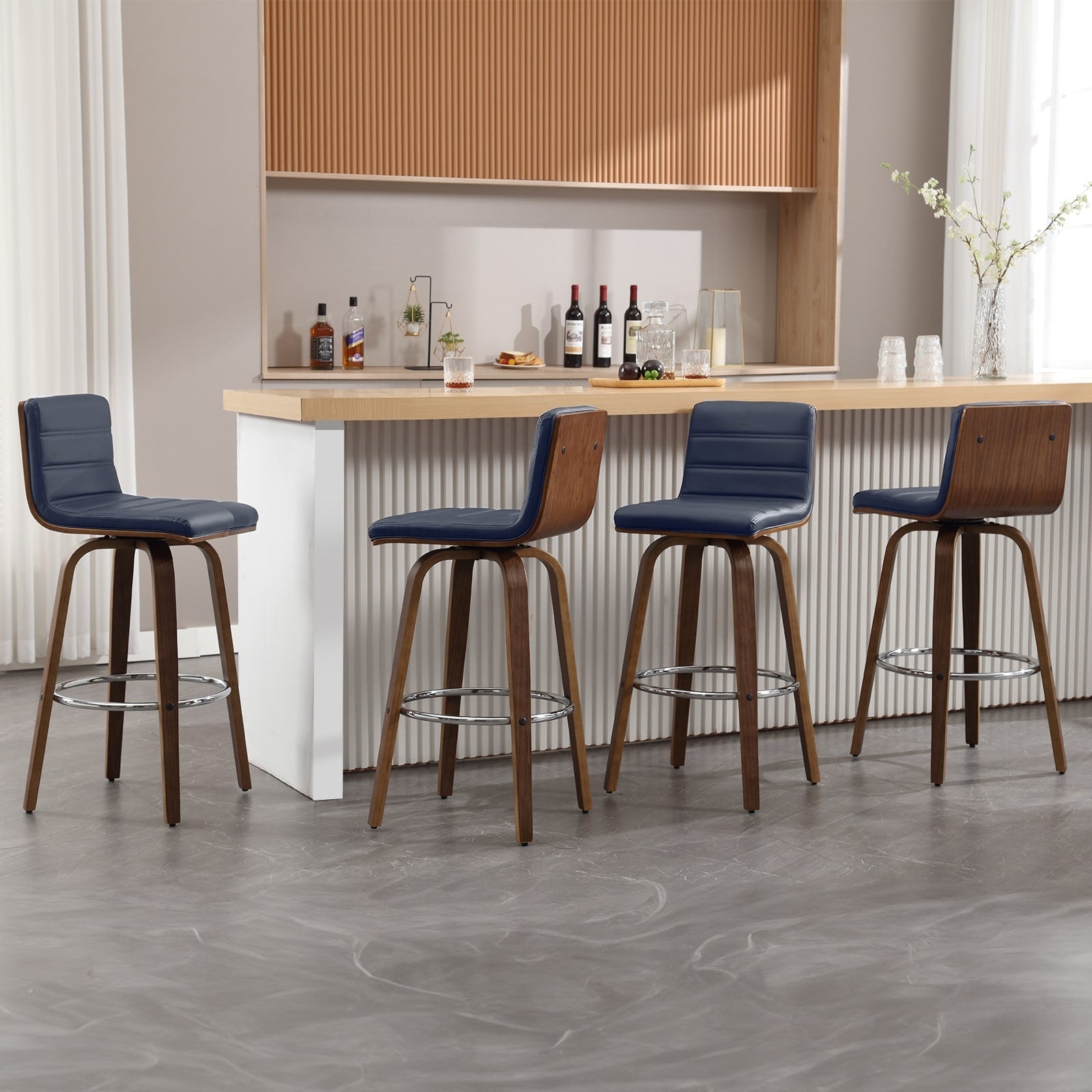 Tabourets de bar/comptoir pivotants en similicuir 26/29, lot de 2/3