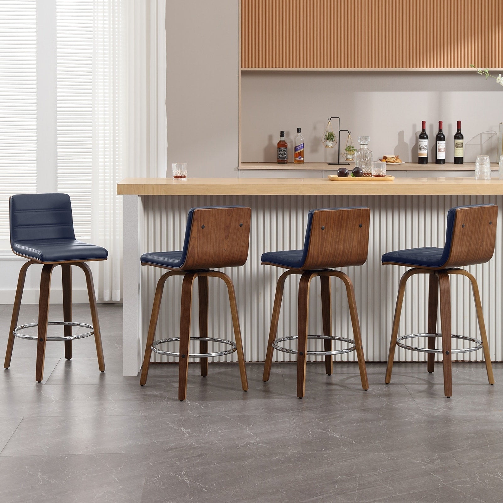 Tabourets de bar/comptoir pivotants en similicuir 26/29, lot de 2/3