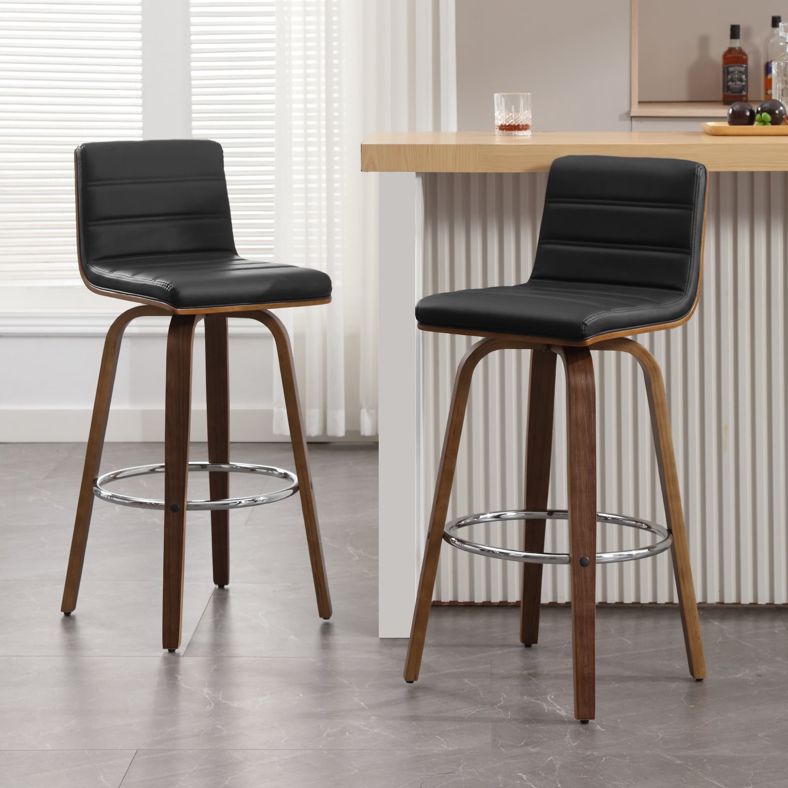 Tabourets de bar/comptoir pivotants en similicuir 26/29, lot de 2/3