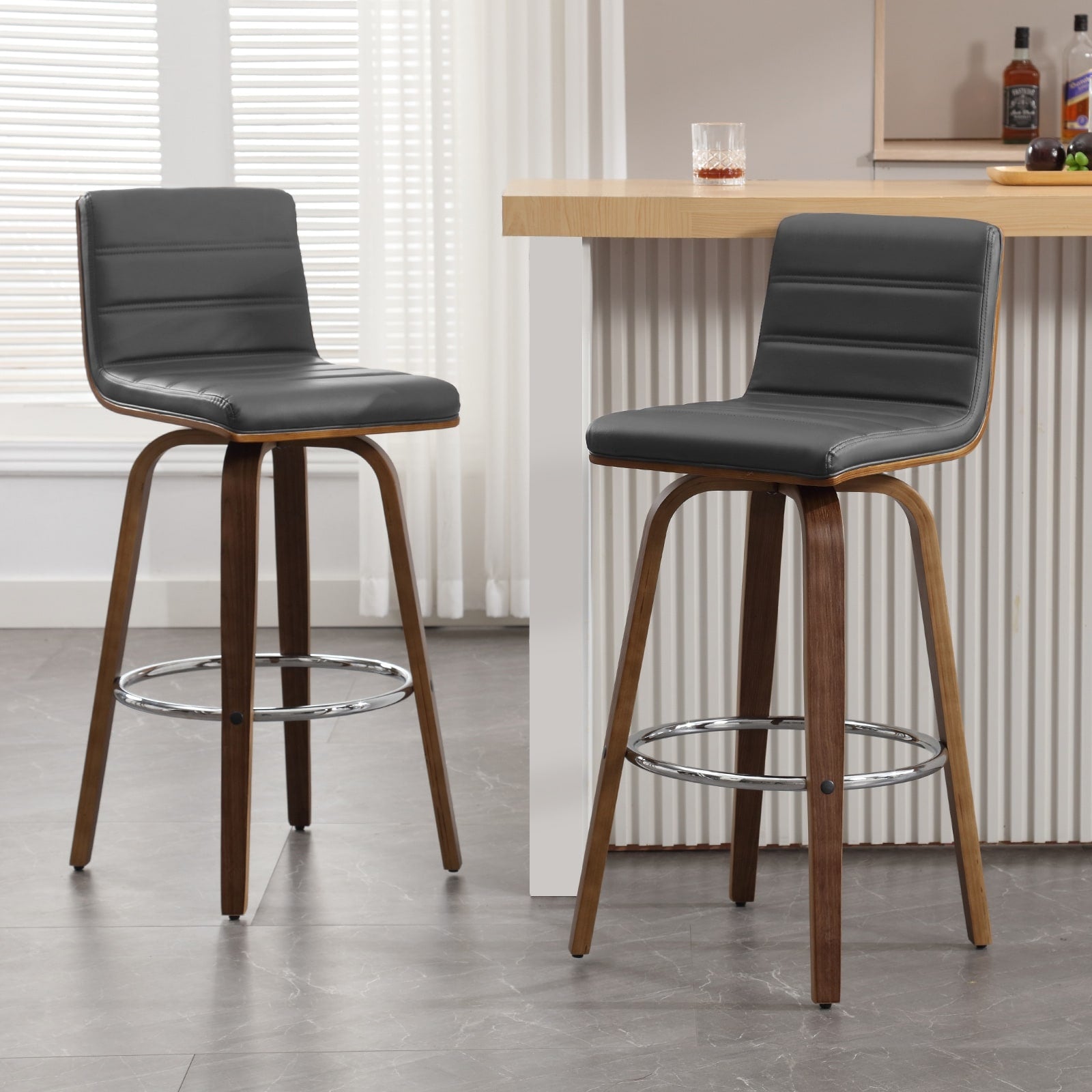 Tabourets de bar/comptoir pivotants en similicuir 26/29, lot de 2/3