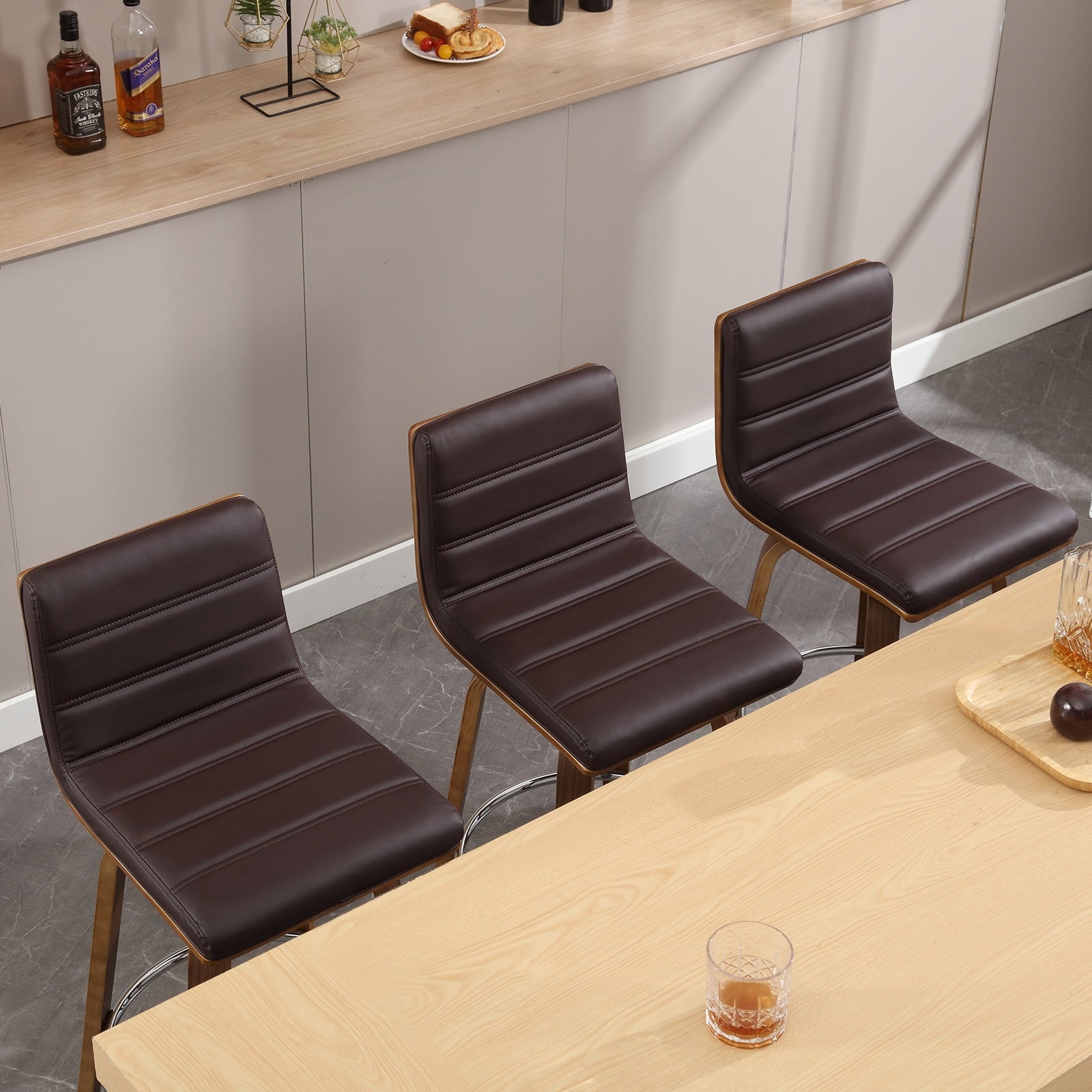 Tabourets de bar/comptoir pivotants en similicuir 26/29, lot de 2/3