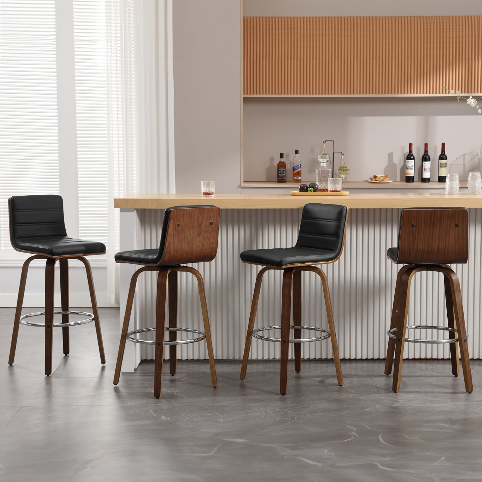 Tabourets de bar/comptoir pivotants en similicuir 26/29, lot de 2/3