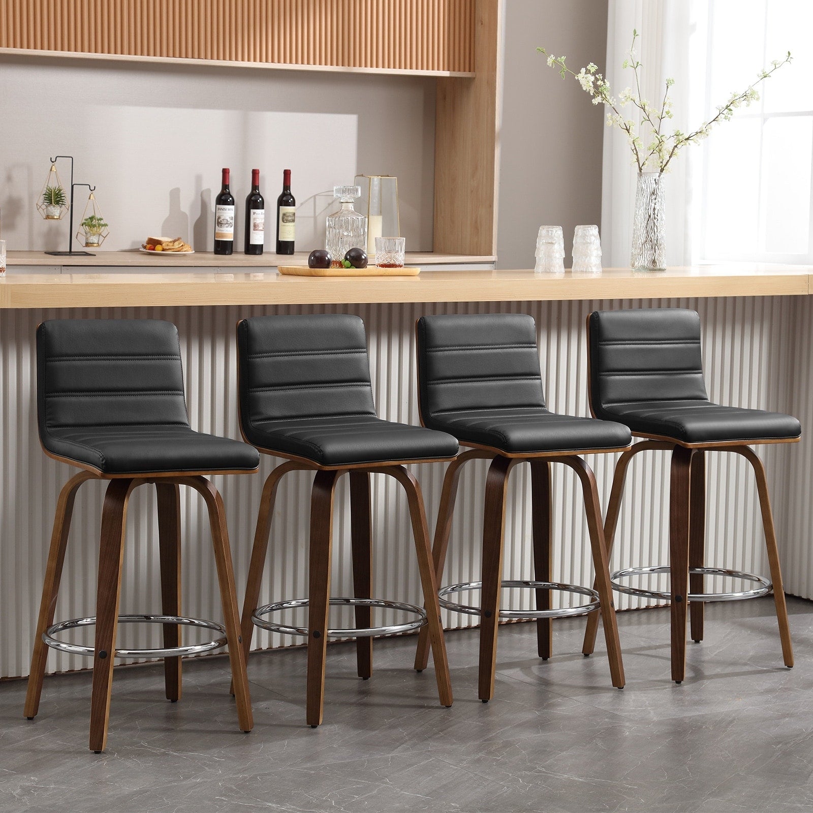 Tabourets de bar/comptoir pivotants en similicuir 26/29, lot de 2/3