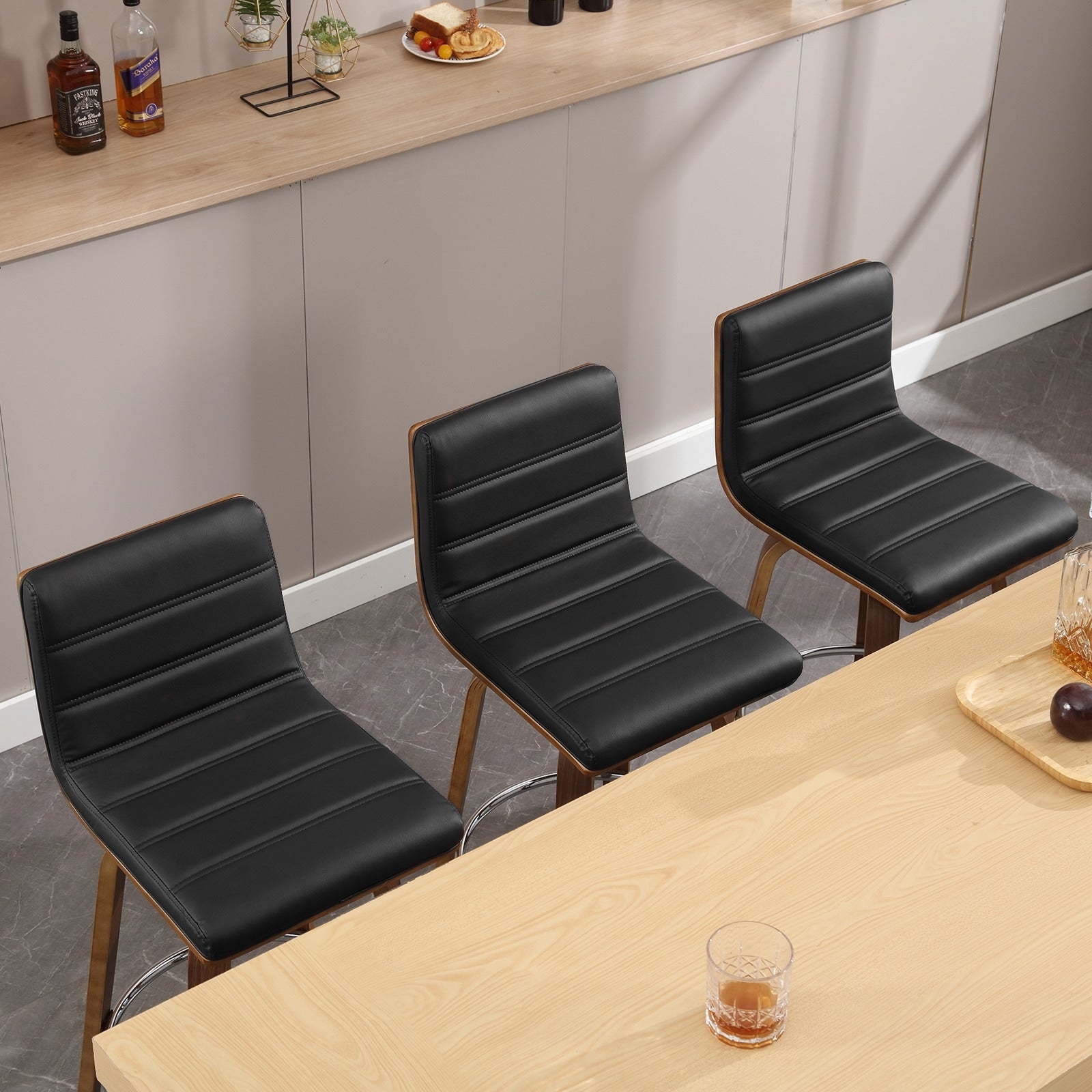 Tabourets de bar/comptoir pivotants en similicuir 26/29, lot de 2/3