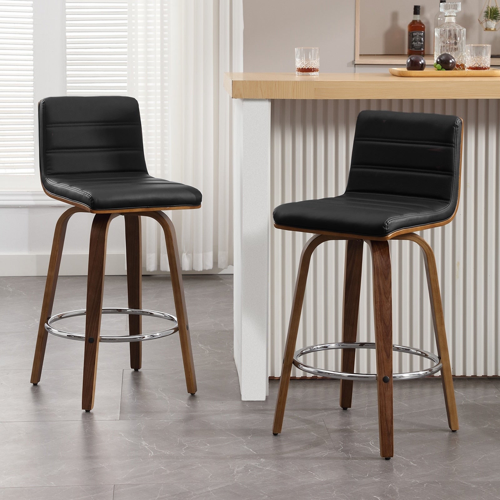 Tabourets de bar/comptoir pivotants en similicuir 26/29, lot de 2/3