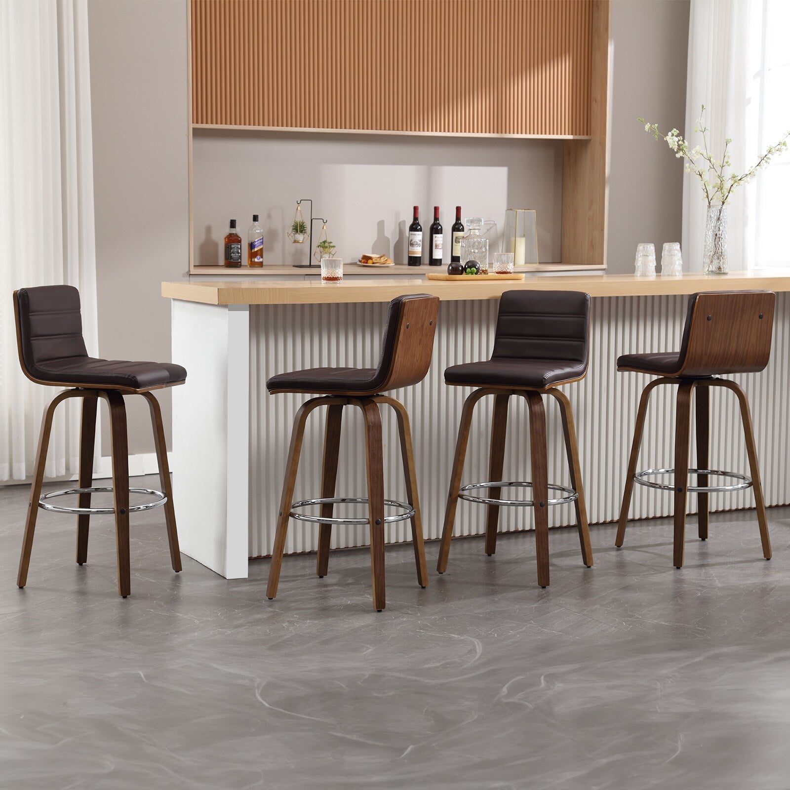 Tabourets de bar/comptoir pivotants en similicuir 26/29, lot de 2/3