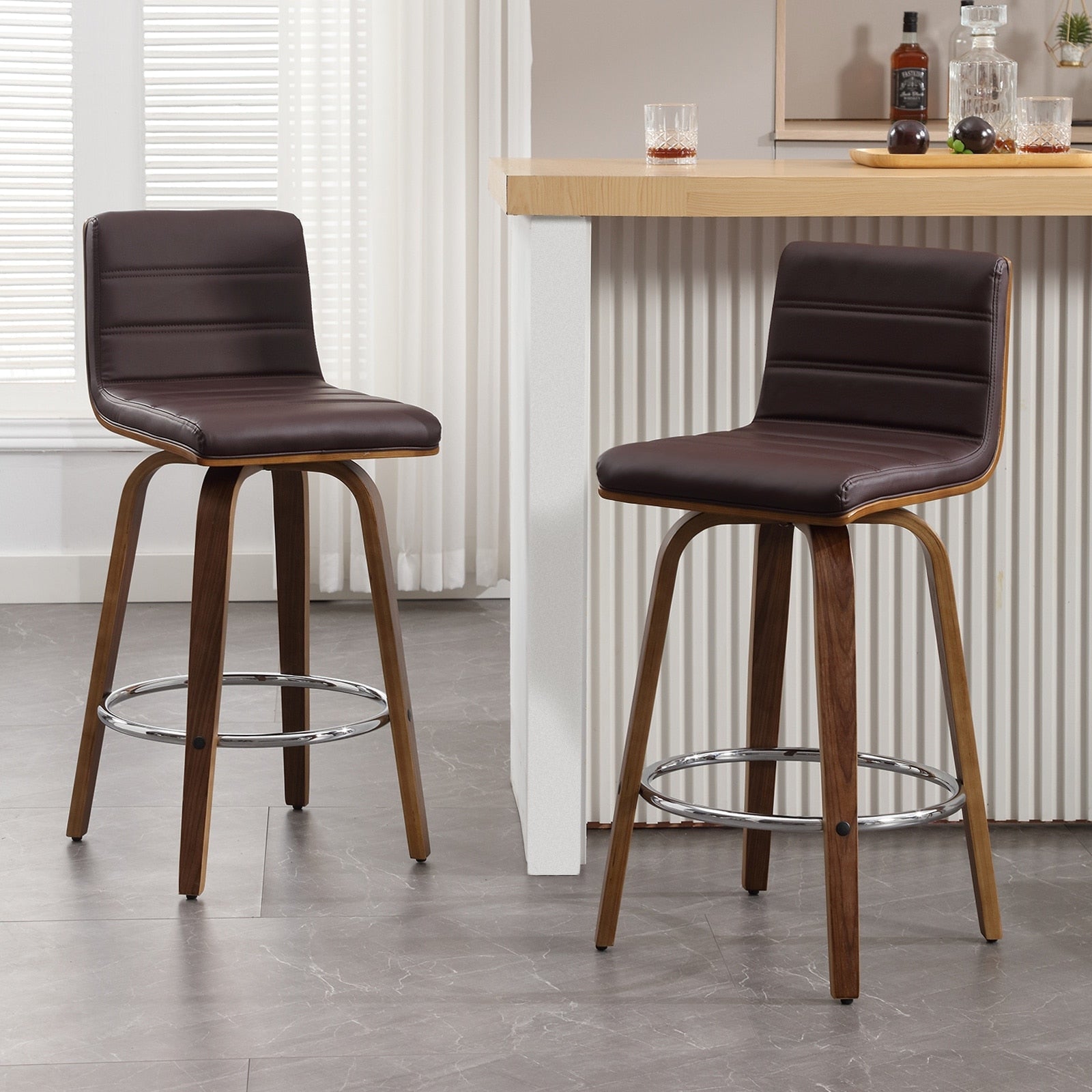 Tabourets de bar/comptoir pivotants en similicuir 26/29, lot de 2/3